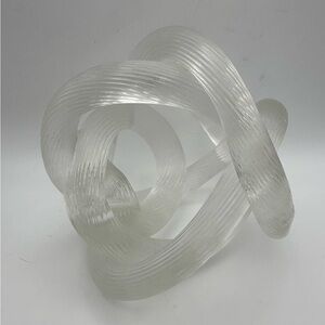 Hand Blown Art Frosted Glass Wishing Knot Sculpture